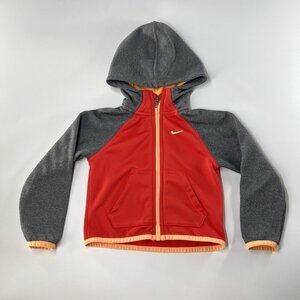 Nike Dri-Fit Hoodie 24 Months Full Zip Up Tri Color Toddler Red Orange Grey